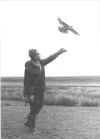 Geoff Pollard casts off passage peregrine falcon in Caithness (1972). 